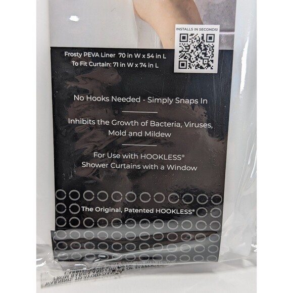 Hookless It'S a Snap! Plastic PEVA Snap In Replacement Shower Curtain Liner New - Picture 12 of 12